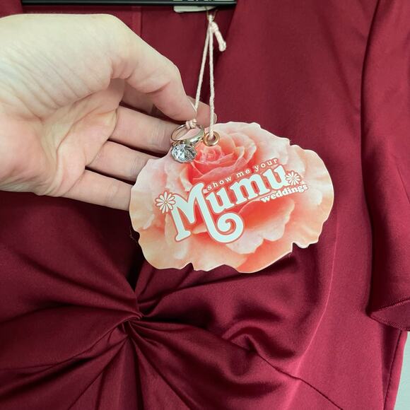 NWT Show Me Your Mumu Rome Twist Gown Ruby Luxe Satin Size Small Burgundy Red - Picture 8 of 15